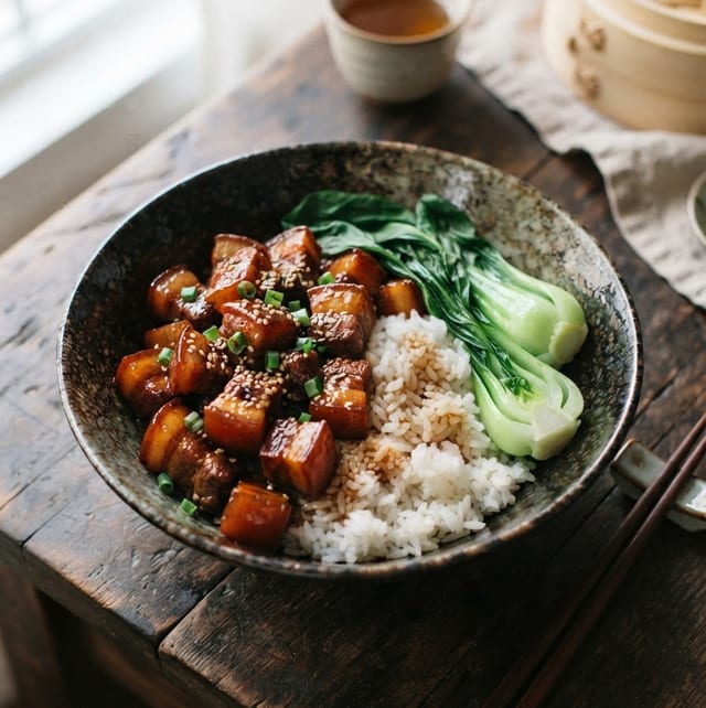 Braised Pork Belly Over Rice.