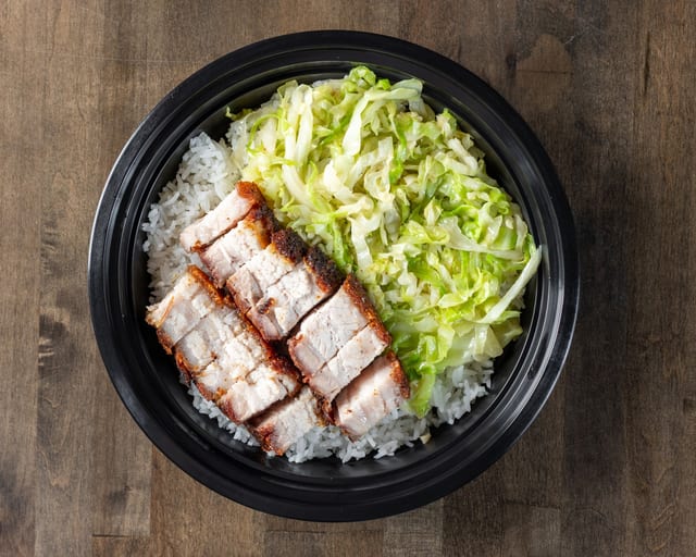 BBQ Pork Belly Over Rice.