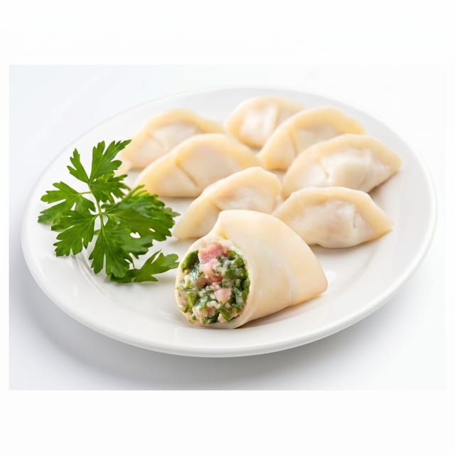 Chives, Shrimp & Pork Fried Dumplings.